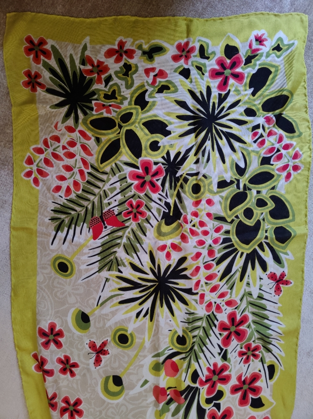 Vintage Carlisle Lime Floral Silk Scarf - Picture 5 of 8